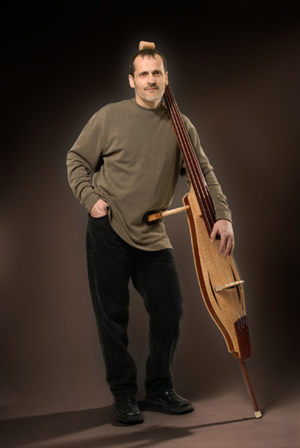 David Atkinson with custom built electric upright bass